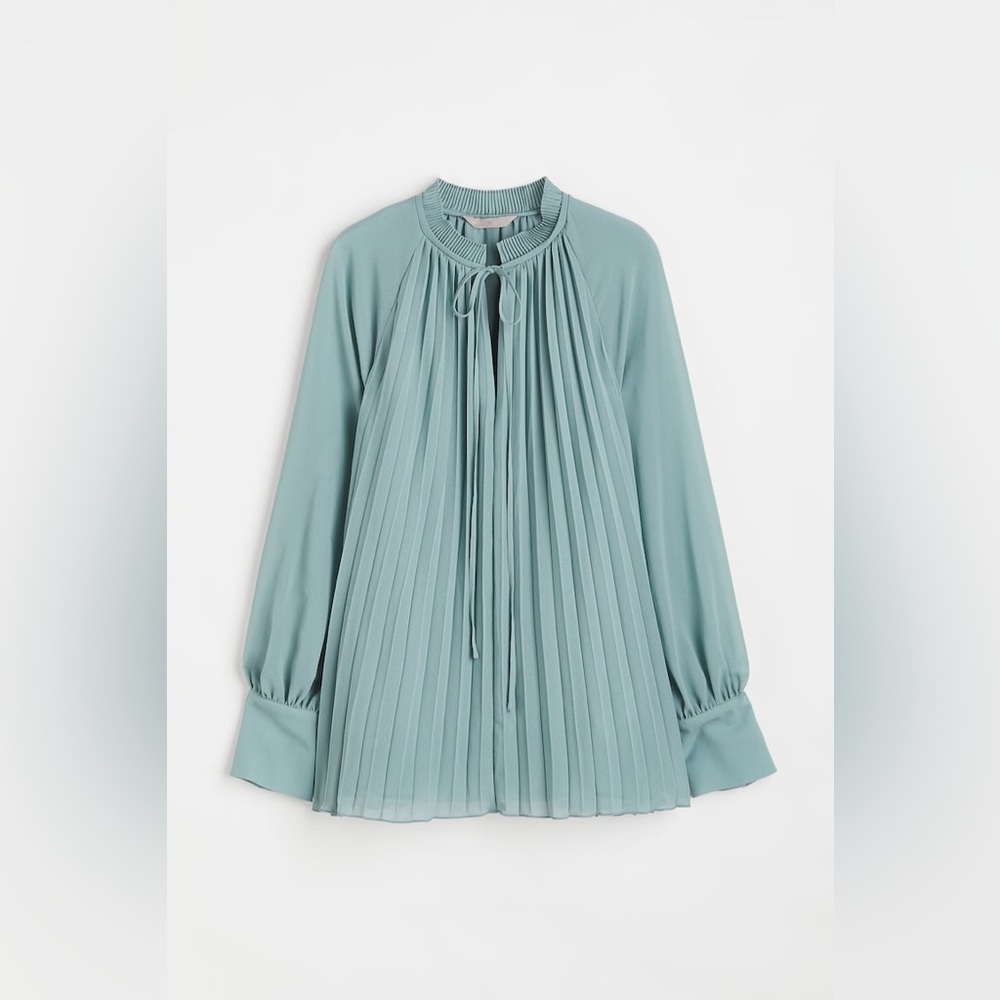 H&M Pleated Blouse with Tie Front